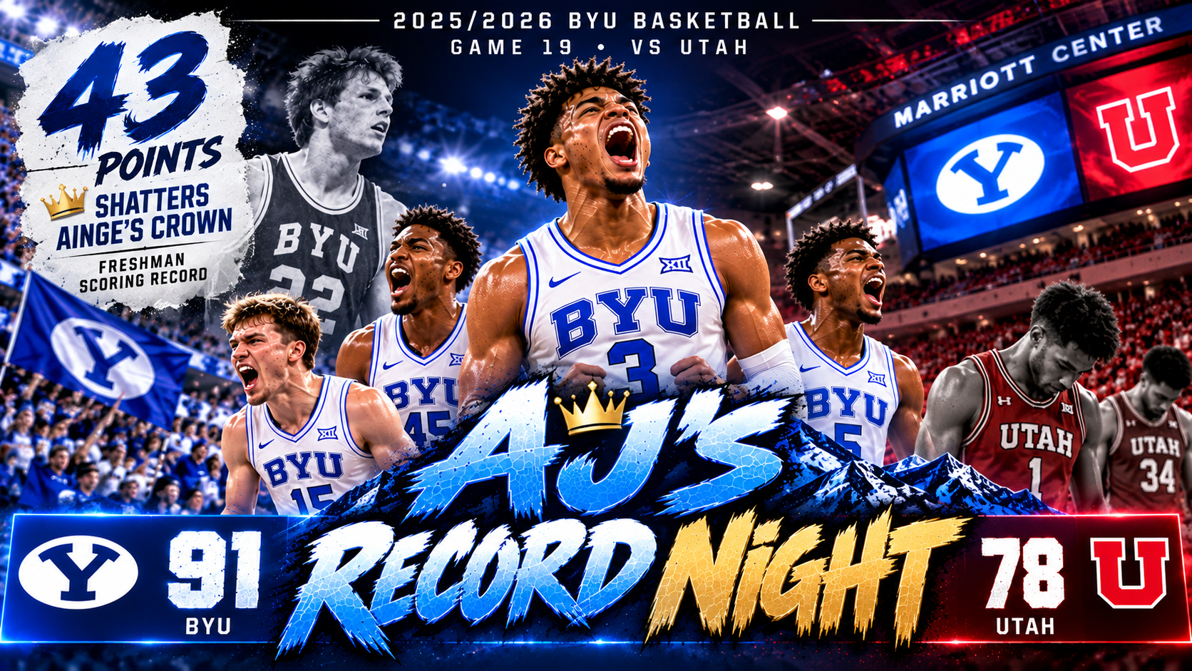 2025/2026 BYU Basketball: Game 19: vs Utah: AJ's Record Night artwork